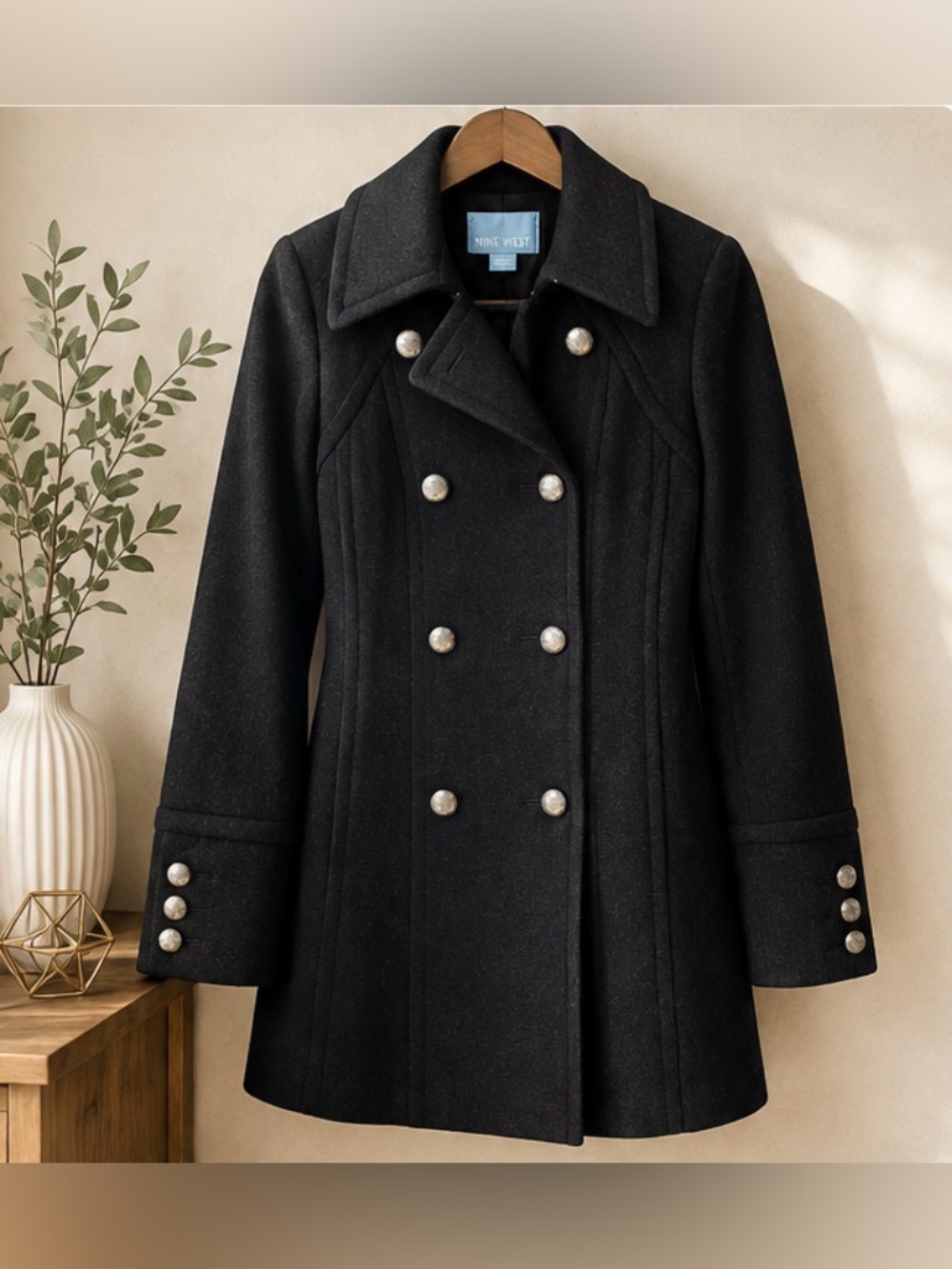 Nine West 90% Wool Double-Breasted Military – Black – Women’s Size 4